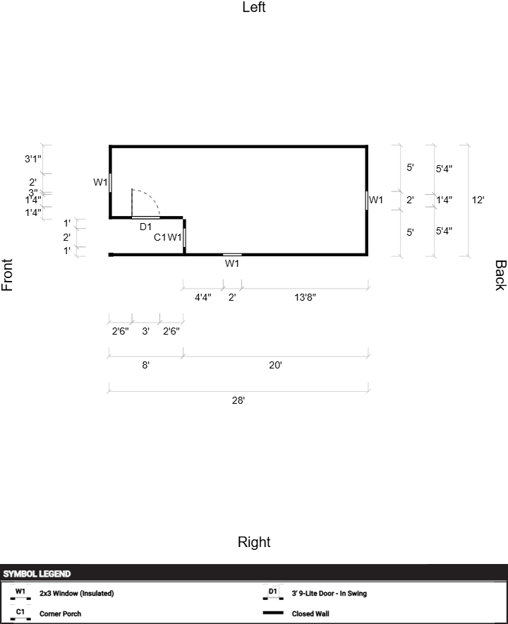 Lofted Corner Porch Cabin 12x28 - Image 2